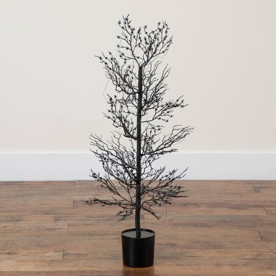 3ft. Pre-Lit Artificial Halloween Spider Twig Tree with 80 Orange & Purple LED Lights